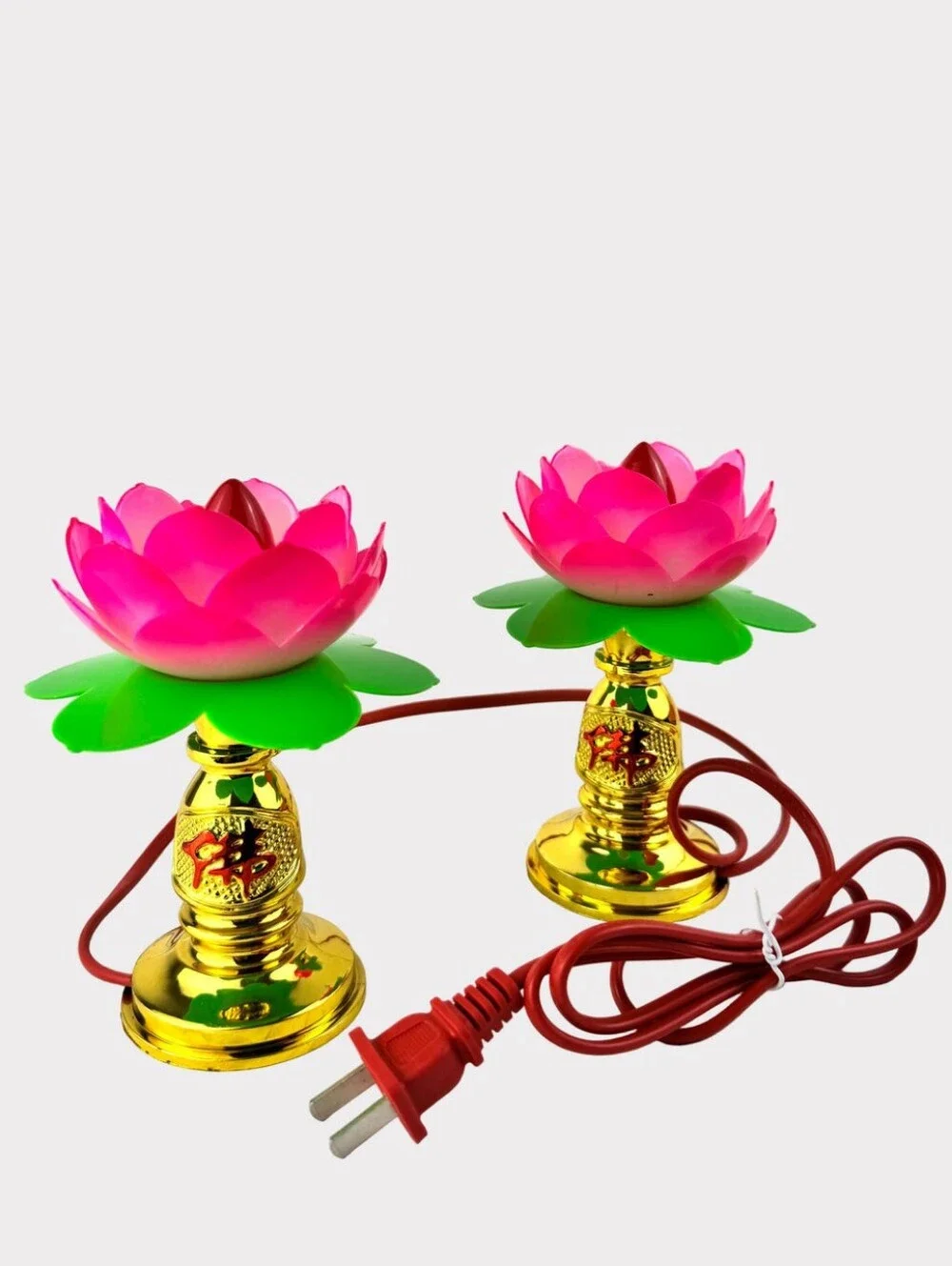 Lotus Lamp Set Bright Pink Glow Sacred Altar Blossom Meditation String Lights